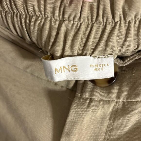 Mango Tan Wide Leg Pants with High Waisted Pocket Cargo Pants size 4 EUC - Picture 4 of 5